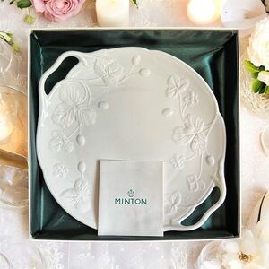 Vintage Minton Fine Bone China Victoria Strawberry Cake Plate Open Handles 11”